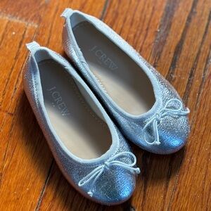 J crew Crewcuts silver metallic leather ballet flats